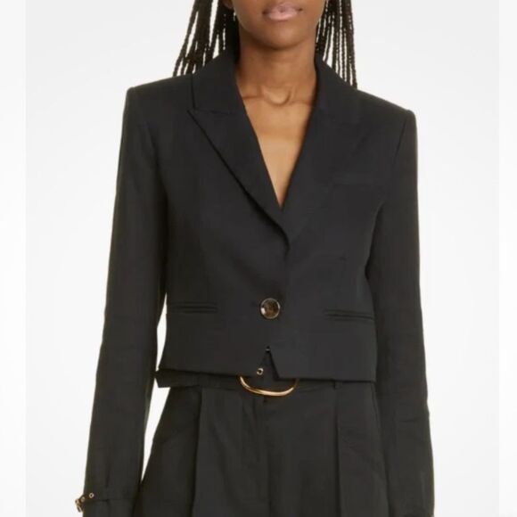 Veronica Beard Girard Linen Blend Crop Jacket in Black size 6 NWT $598 - Picture 6 of 8
